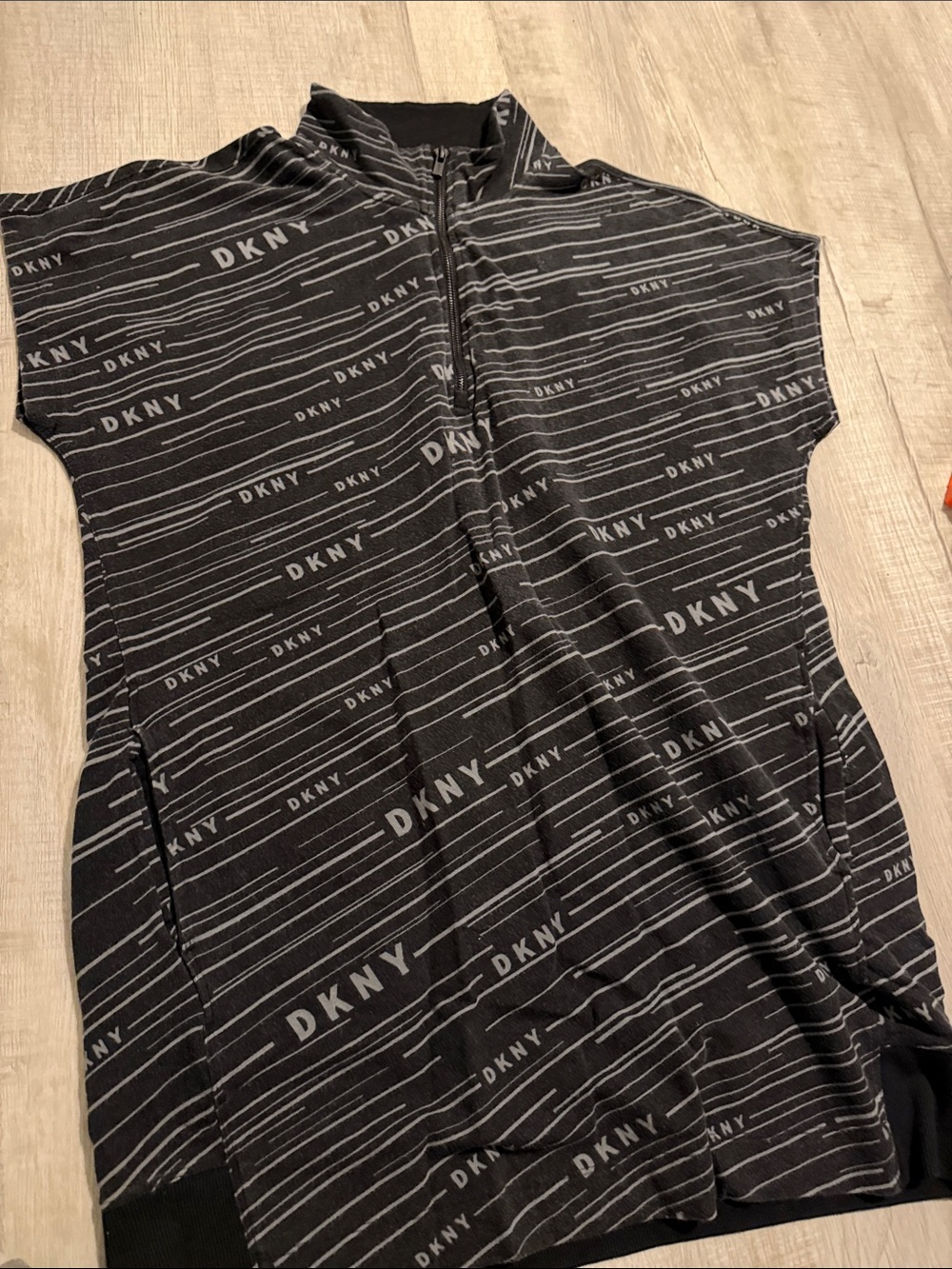 DKNY Black Logo-Striped Midi Dress